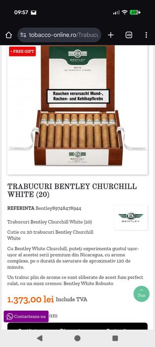 Trabucuri Bentley 20 buc in cutie Cadou deosebit