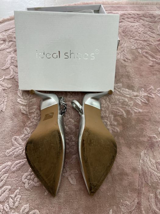 Vand pantofi piele gri metalic