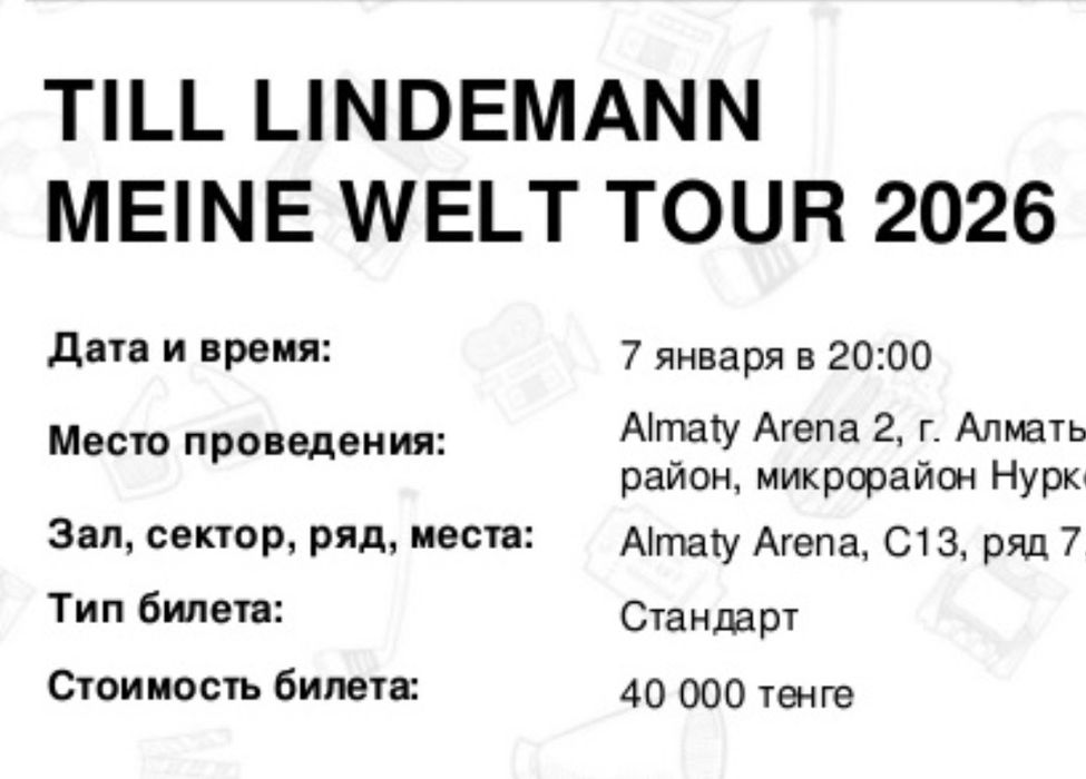 Билет на концерт Till Lindemann