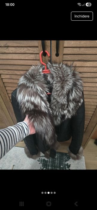 Geaca din piele naturala si blana de vulpe S