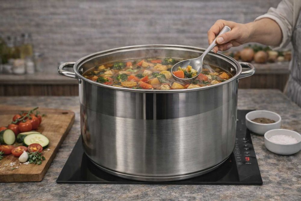 Oala inox 34 litri cu capac pentru gatit cantitati foarte mari
