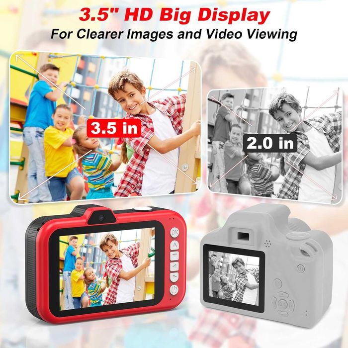 uleway Детска цифрова камера със селфи 48MP 1080P HD 3,5-инчов екран