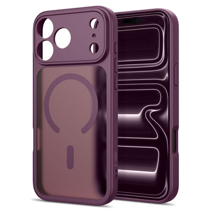 Матов Магнитен Калъф с MagSafe Tech-Protect BasicMag за iPhone 18 Pro / 17 Pro – Dark Cherry / Burgundy