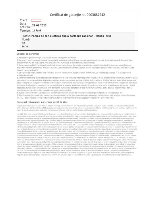 Vand Pompa de san electrica dubla, portabila, hands free, Lansinoh