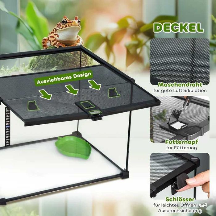 PawHut Терариум за влечуги,  земноводни и паякообразни с термометър