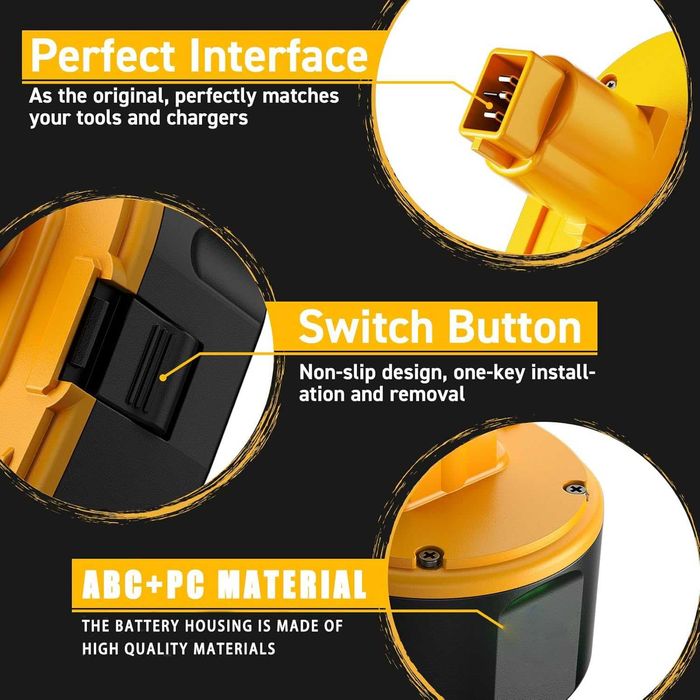 2 броя Ni-MH батерии 4000mAh, Dewalt 18V DC9096 DE9098 DE9503 DW9096