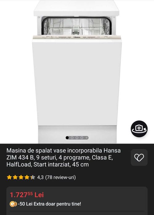 Vand masina de spalat vase Hansa 45 cm