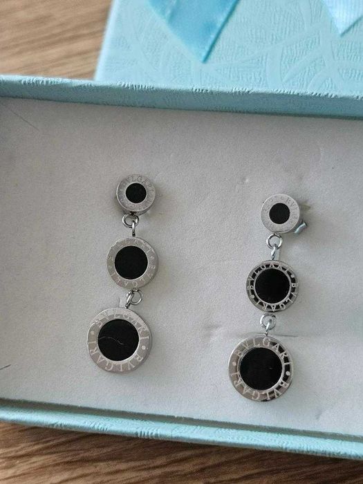 Обеци BVLGARI от медицинска стомана с оникс