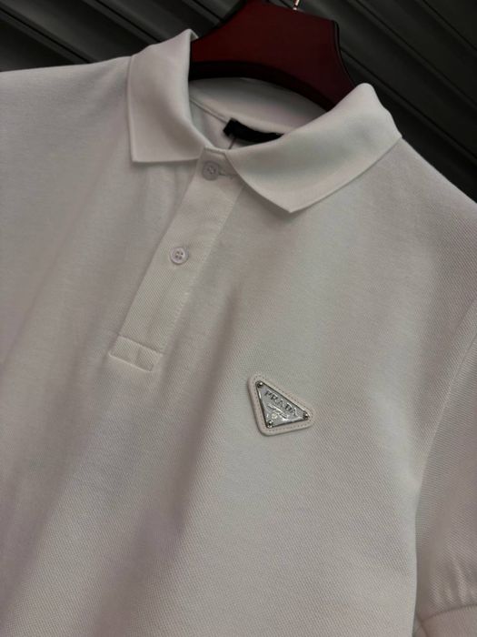 Tricou Prada guler alb premium