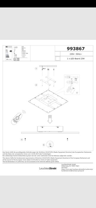 Plafoniera LED RGB 45×45