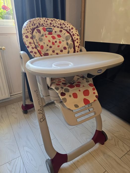 Scaun de masa Chicco Polly Progres 5 in 1, Cherry, 0 luni+
