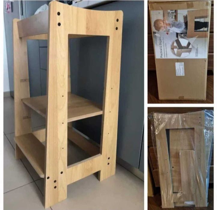 Turn de învățare - learning tower pentru copii din lemn natur