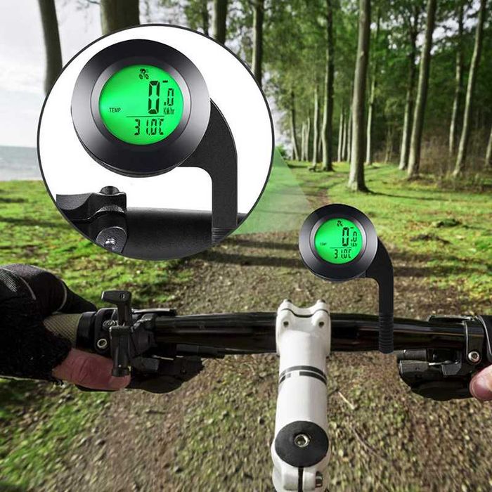 Велокомпютър с 20 функции, Трицветна LED подсветка, Кръгъл, 52х52мм