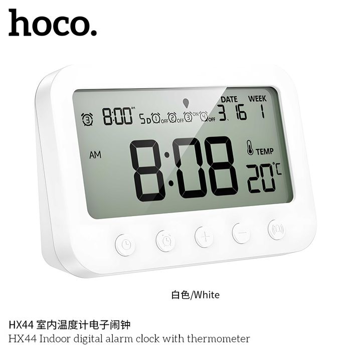 Hoco HX44 Электронный будильник с термометром и LCD-дисплеем