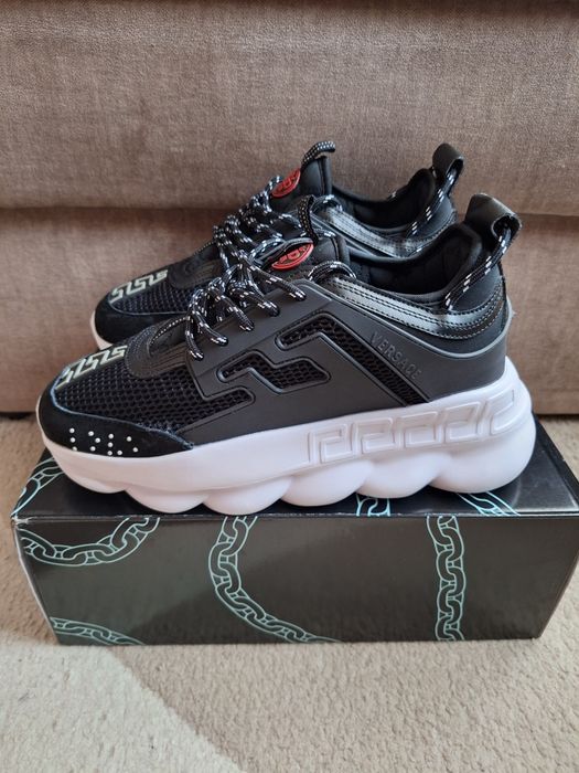 Papuci Versace Chain Reaction 43 Negrii Talpă Albă