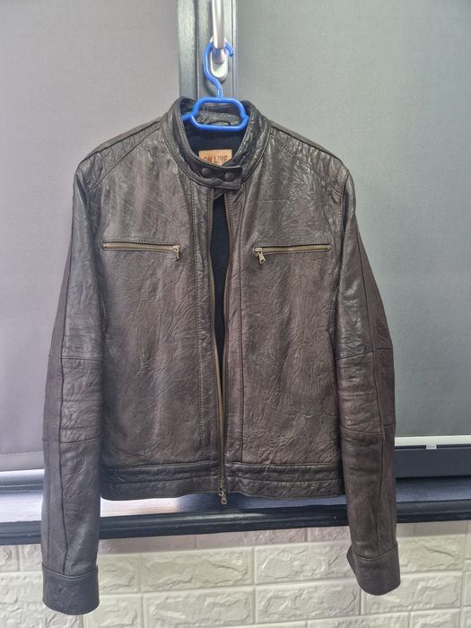 Noua ! Geacă Biker din Piele Naturală Premium - Vera Pelle Italia (Măr