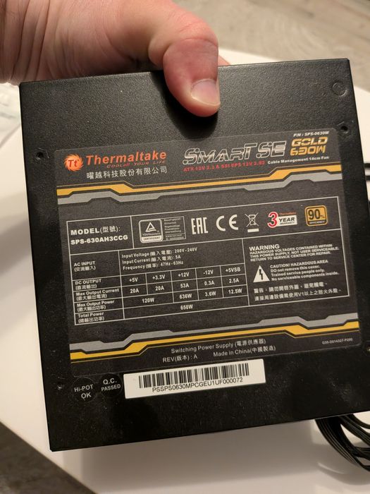 Sursa modulara Thermaltake Smart SE SPS-0630M, PSU, 630W, 80 PLUS® Gol