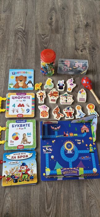 Лот дървени играчки, мъниста Икеа, пъзели