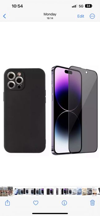 Iphone 13/14/PRO/MAX/PLUS Husa Silicon Clear Black + Folie Sticla Edge