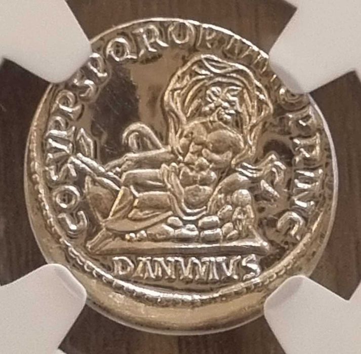 Denar imparatul Traian, replica BNR 2006 gradata NGC MS 69