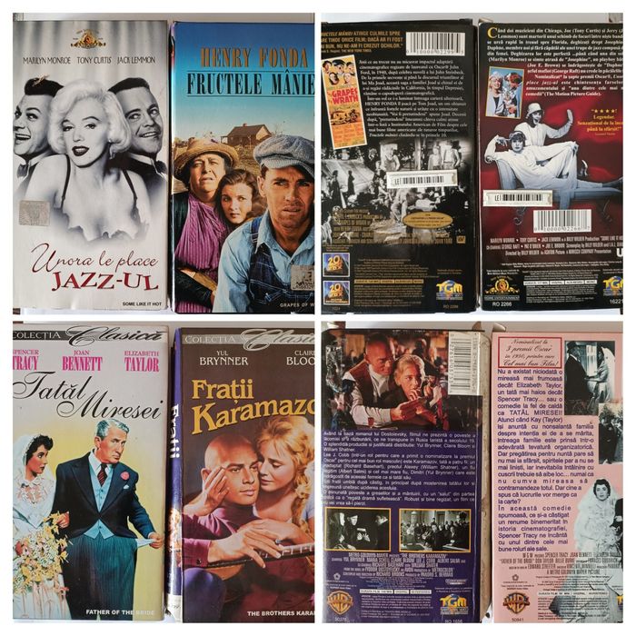 3Casete VHS sigilate Charlie Chaplin+aparat vi JVC+4casete de colecție