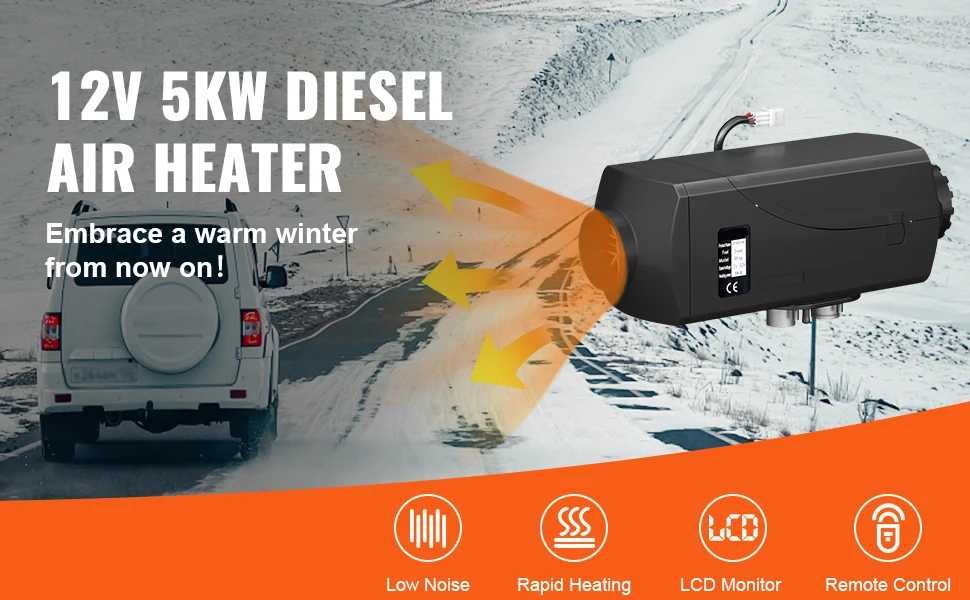 5 кВт 12 волта Суха дизелова печка  за камиони и бусове НОВА