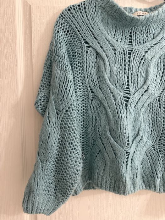 Дамски пуловер син