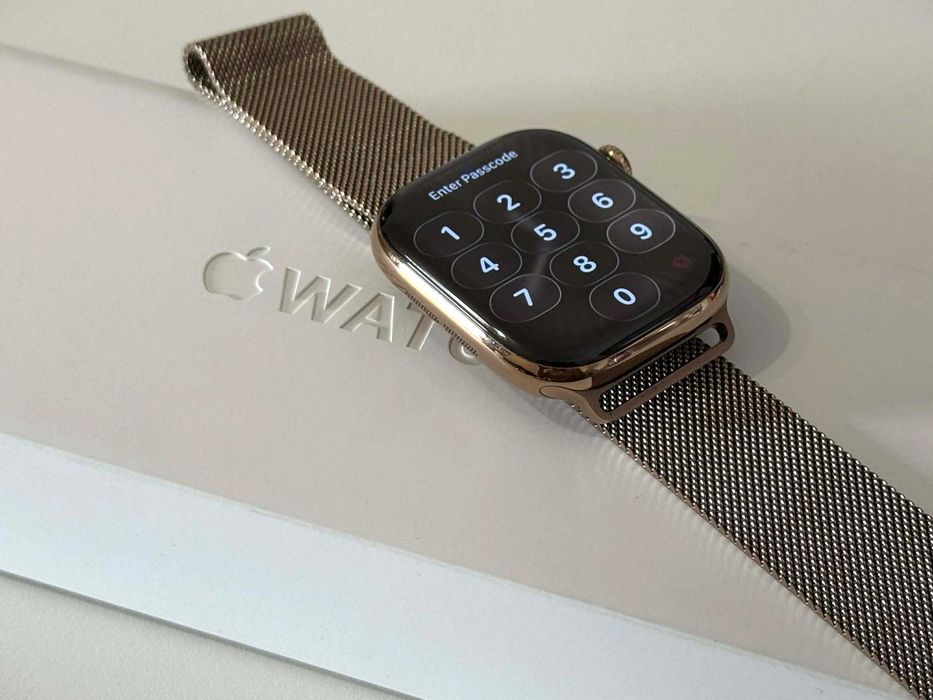 Бартер! Гаранция! Apple Watch 10 Cell 46mm Gold Titanium Milanesе 98%