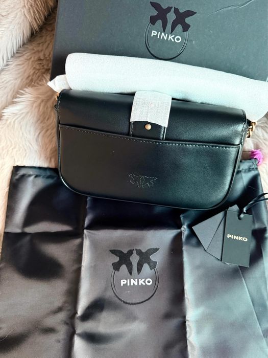 Кафява и черна чанта Pinko и портмоне
