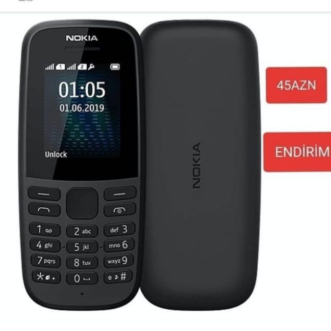 Nokia 105. Black . Yangi! Bepul dastafka
