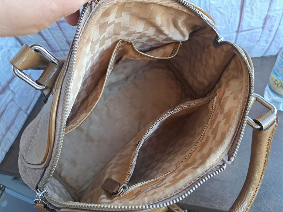 дамска чанта,Christian Berg,бежова кожена чанта-естествена кожа