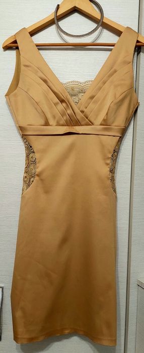 Rochie de ocazie 38 bej auriu