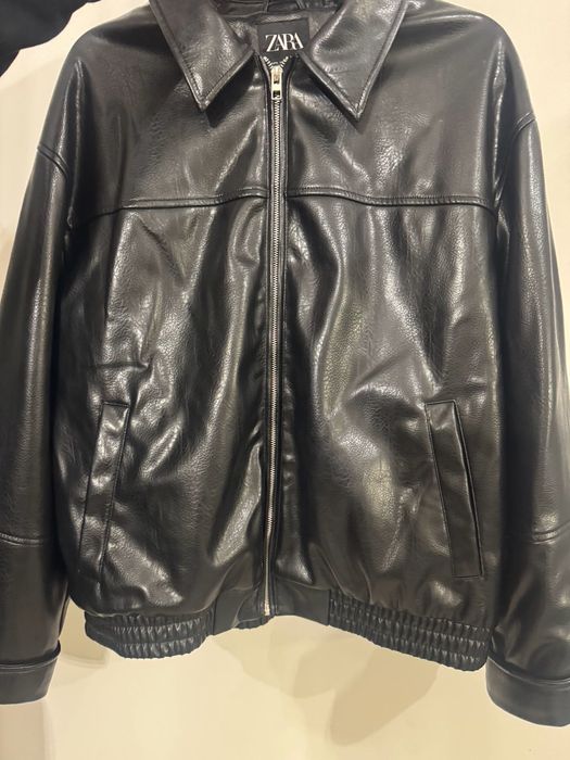 Черно кожено яке ZARA