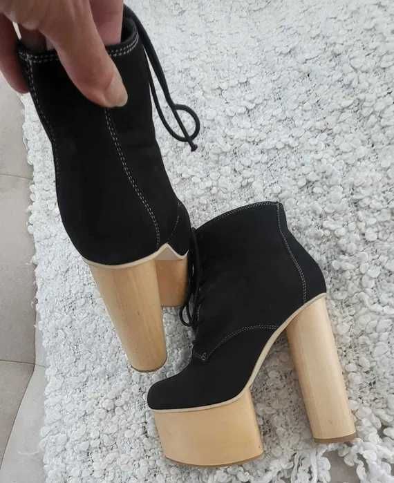 ! OFERTA ! Ghete designer, mărimea 35, toc din lemn noi - 250USD