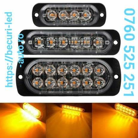 Set Două Lampi Stroboscoape 4/6/12 Leduri Galbene Auto-Utilaje