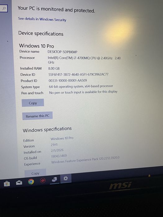 Laptop Msi Ge60 i7
