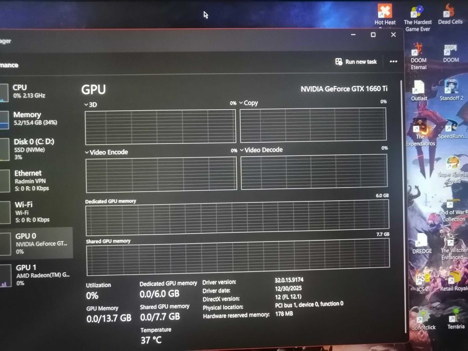 Laptop Gaming Asus TUF A15 Ryzen 7 / GTX 1660 Ti 6GB VRAM / 16GB RAM
