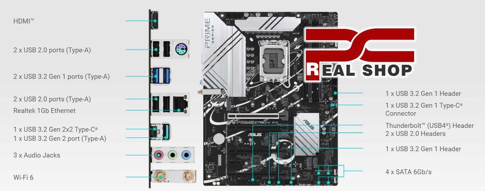 Mega-core ASUS Z790-V AX WiFi + Intel Core i7 14700KF + 32GB DDR5 6800