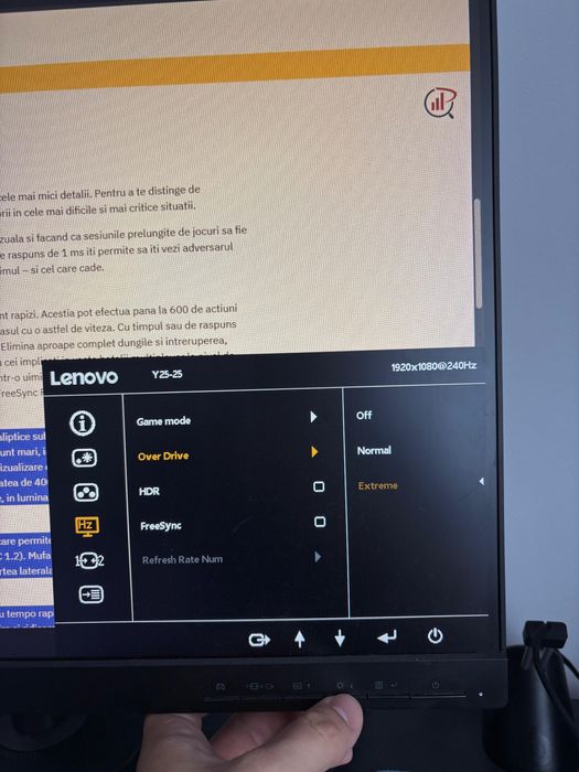Monitor Gaming WLED IPS LENOVO 240 Hz