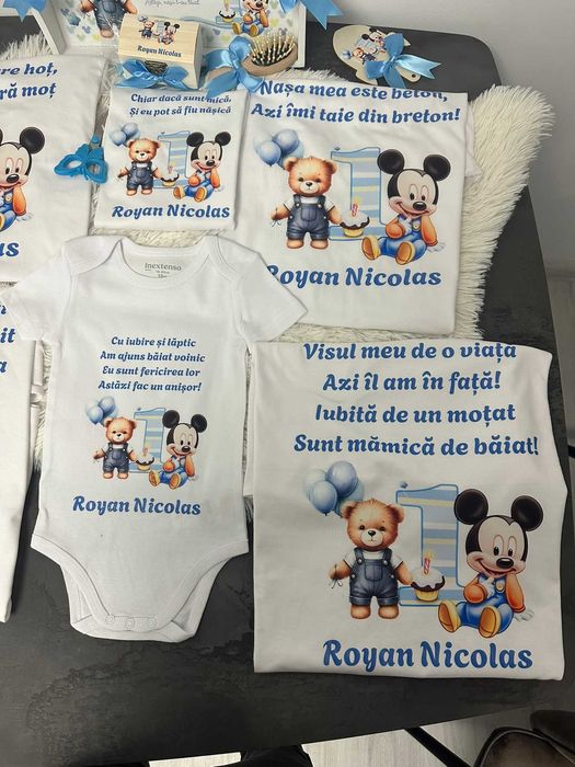 Set tricouri personalizate pentru taierea motului si set tavita mot