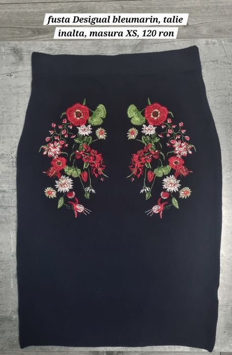 Fusta Desigual bleumarin, XS-S