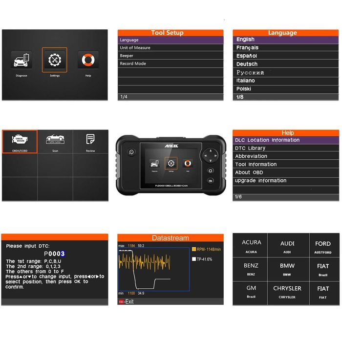 Автодиагностика скенер Ancel fx2000 obd 2