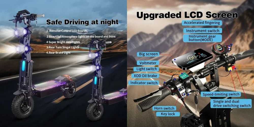 Офроуд електрическа тротинетка Quickwheel Viper 10000W,72V/40Аh