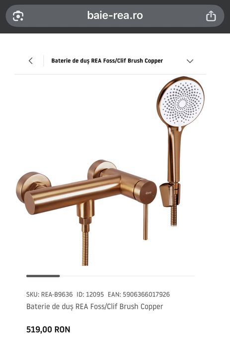 Lavoar/robinet/sanitare dus BaieRea copper noi/nefolosite/in ambalajul original