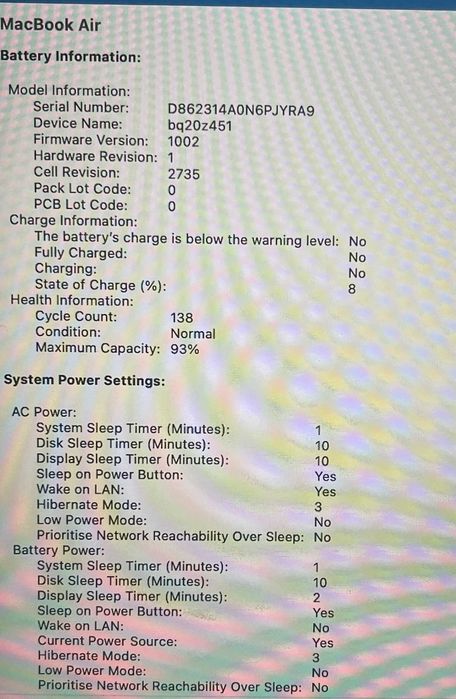 Лаптоп Apple MacBook Air M1 А2337(2020) 256/8GB