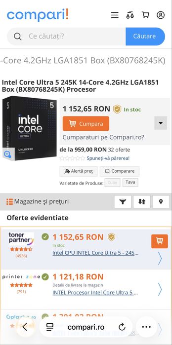 Procesor Intel Ultra 5 245K 4.20 Ghz, LGA 1851, Box - Nou Sigilat!