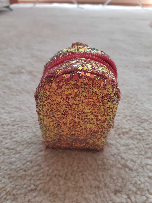 mini rucsac breloc cu sclipici si miniposeta breloc