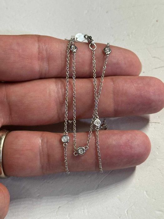 COLIER AUR alb 18K + 7 Diamante = 0.17ct - La baza Gatului - Nou - Cu eticheta - 864E !
