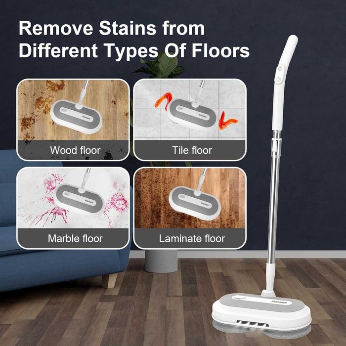 Mop Electric Fara Fir Dual-Motor - Rezervor Apa 300ml - 6 Rezerve  Nou