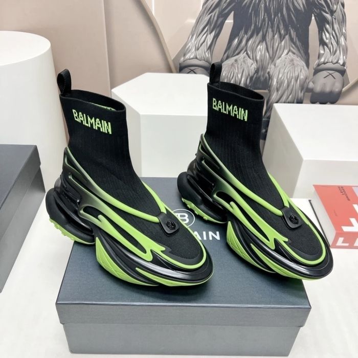 Balmain Futuristic Sock Sneaker - Black/Neon Green
